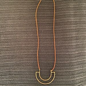 Brass Pendant Necklace with Orange Cord